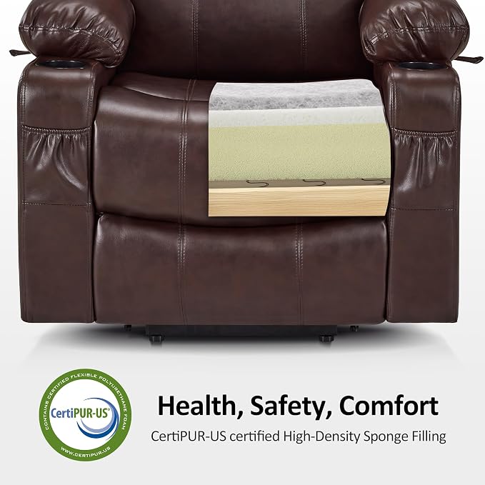 Power Lift Recliner Chair with Heat, Massage, USB-C Charging & Cup Holders
