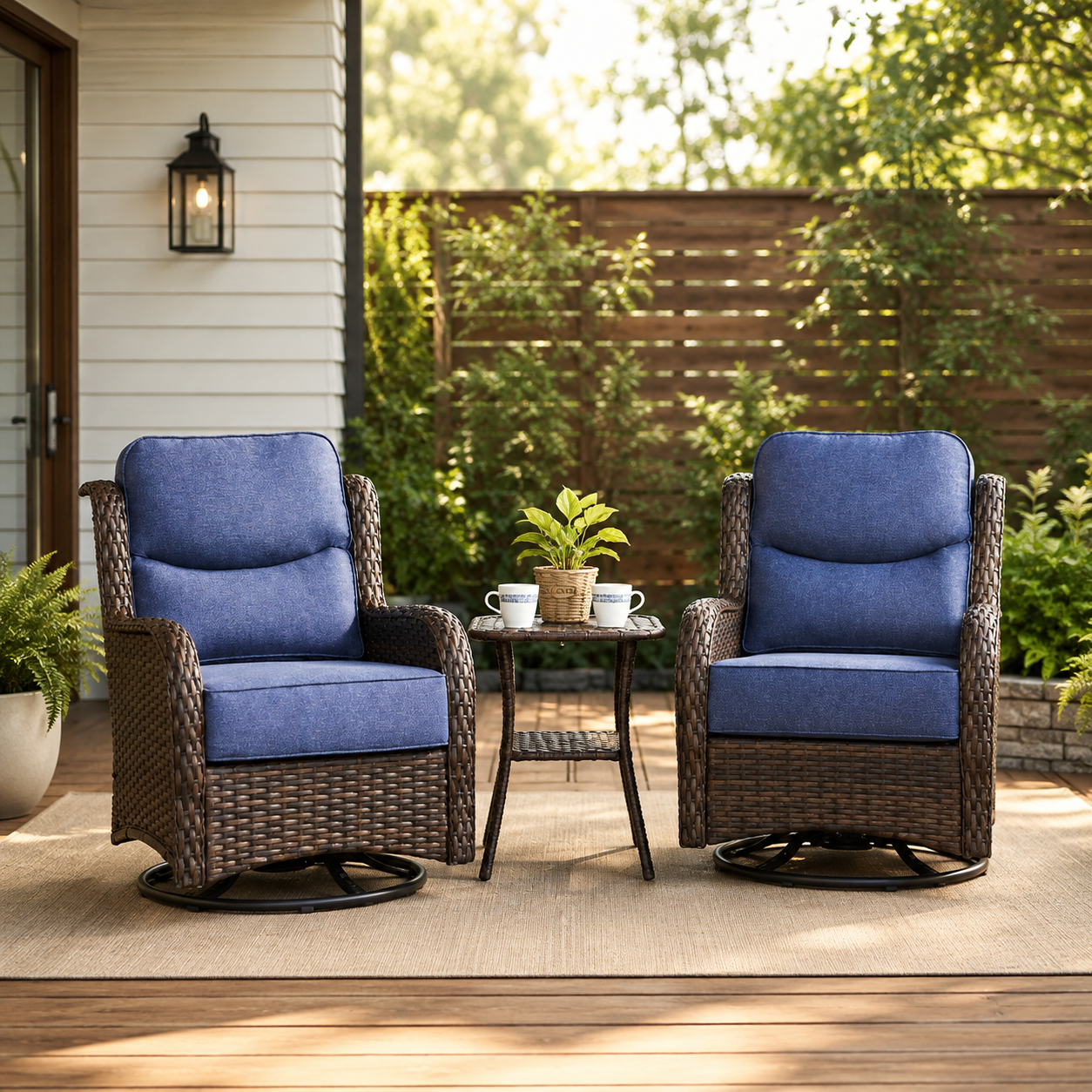 3PCS Patio Swivel Glide Chairs