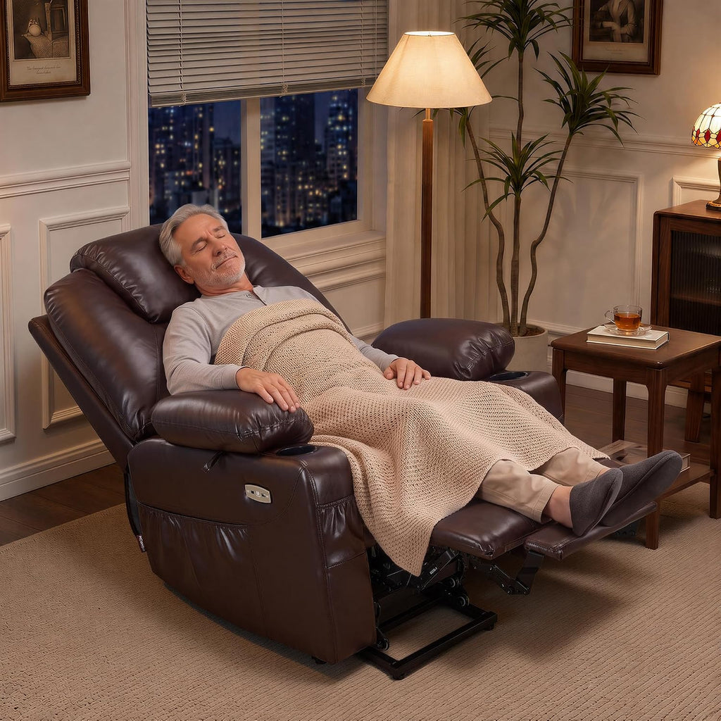 Power Lift Recliner Chair with Heat, Massage, USB-C Charging & Cup Holders
