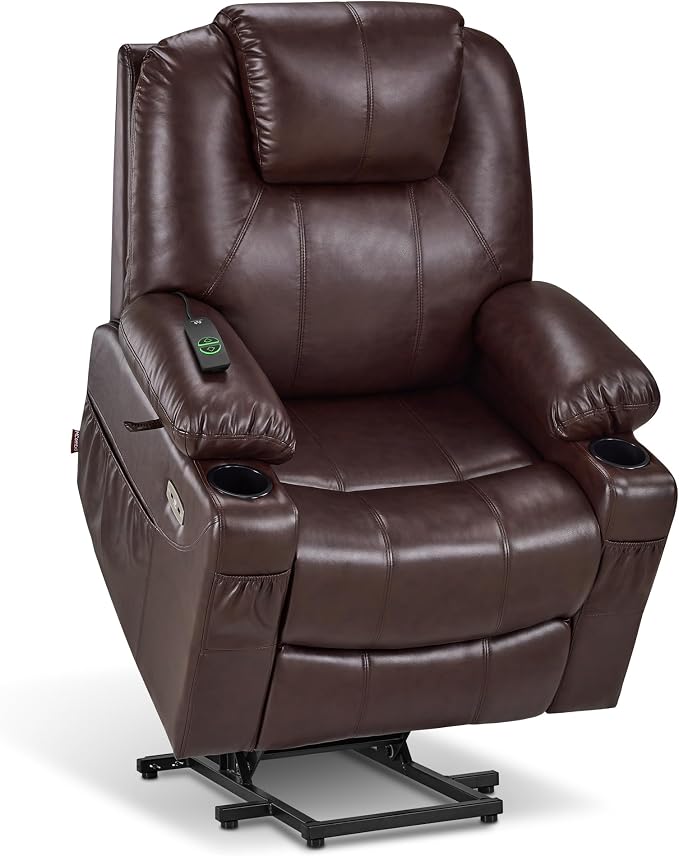 Power Lift Recliner Chair with Heat, Massage, USB-C Charging & Cup Holders