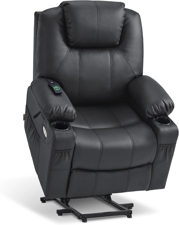 Power Lift Recliner Chair with Heat, Massage, USB-C Charging & Cup Holders