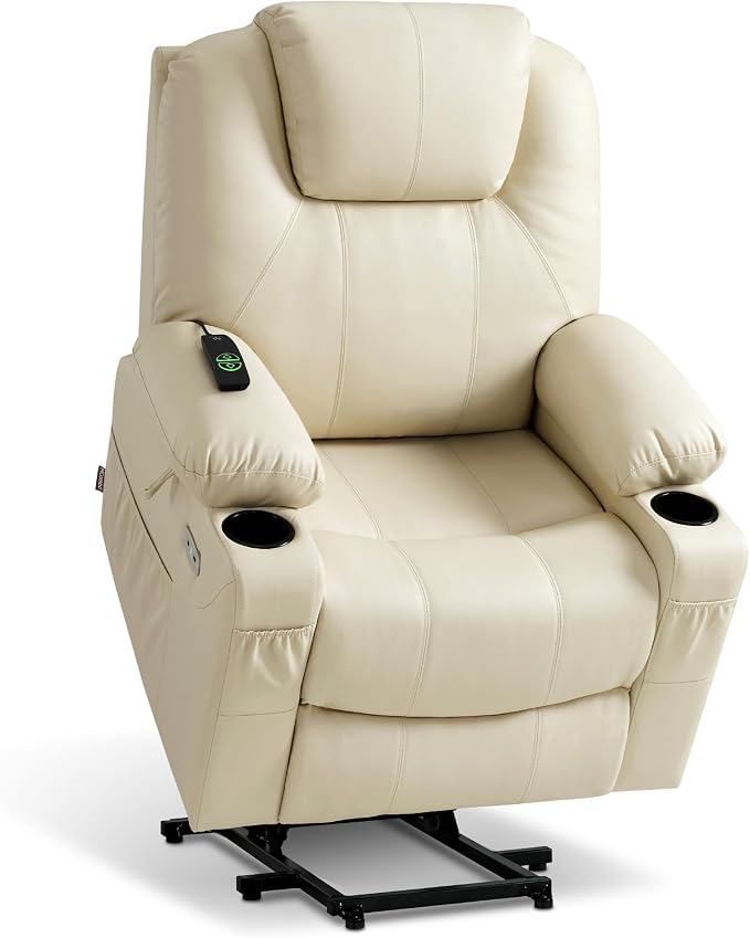 Power Lift Recliner Chair with Heat, Massage, USB-C Charging & Cup Holders