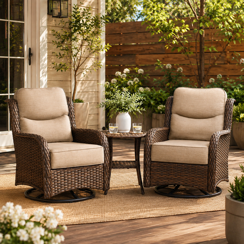 3PCS Patio Swivel Glide Chairs