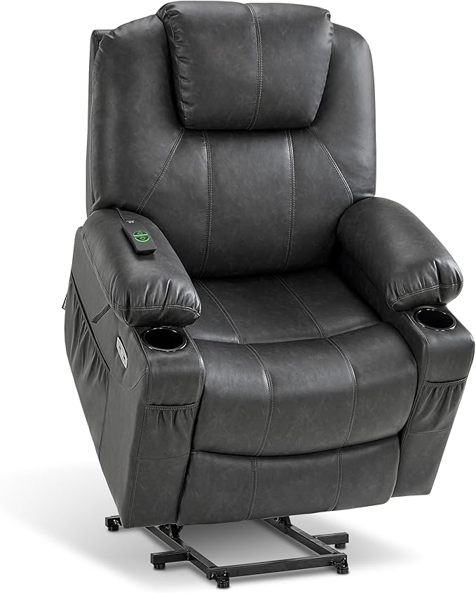 Power Lift Recliner Chair with Heat, Massage, USB-C Charging & Cup Holders