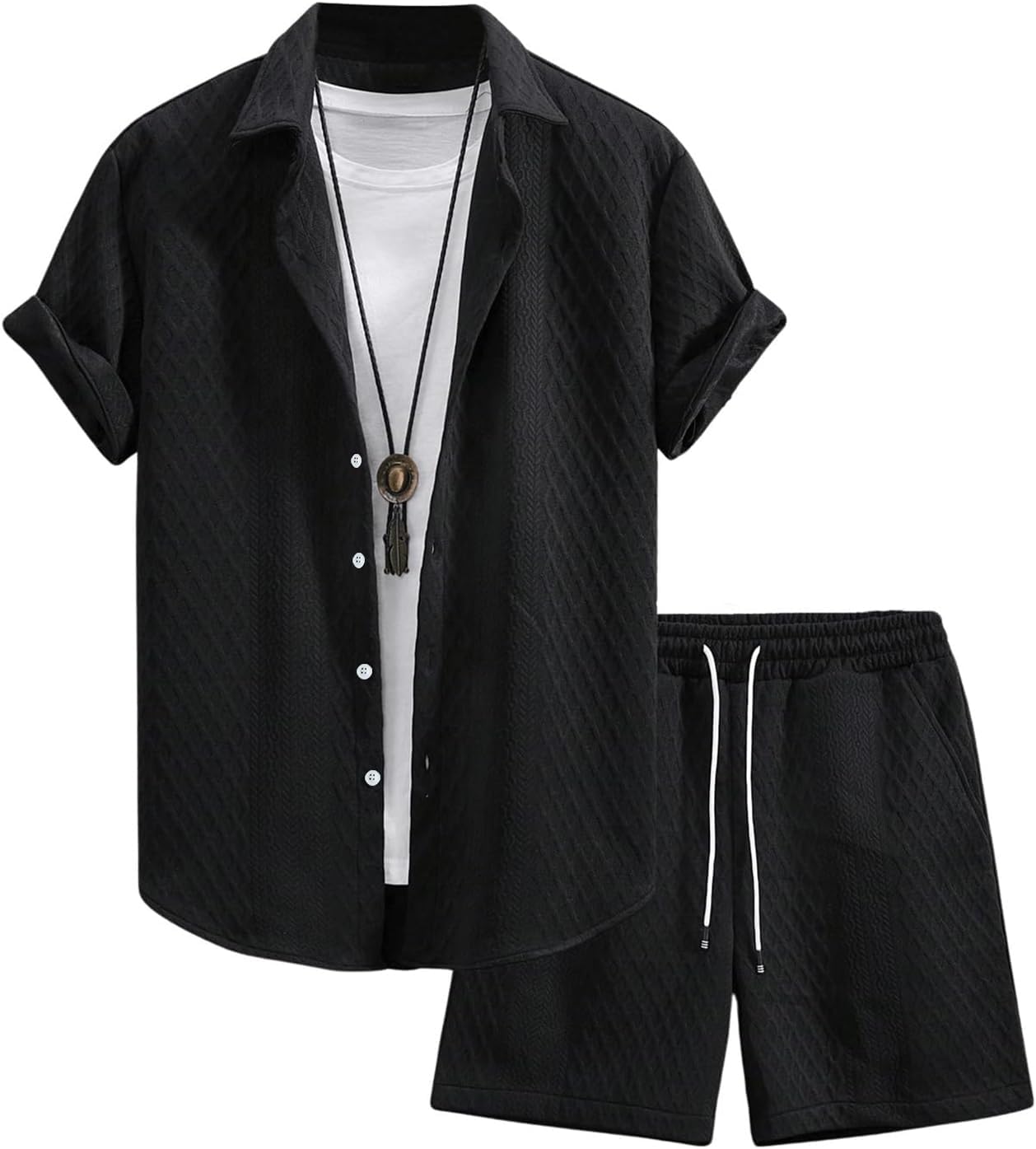 Men's Textured Waffle 2-Piece Summer Outfit Set