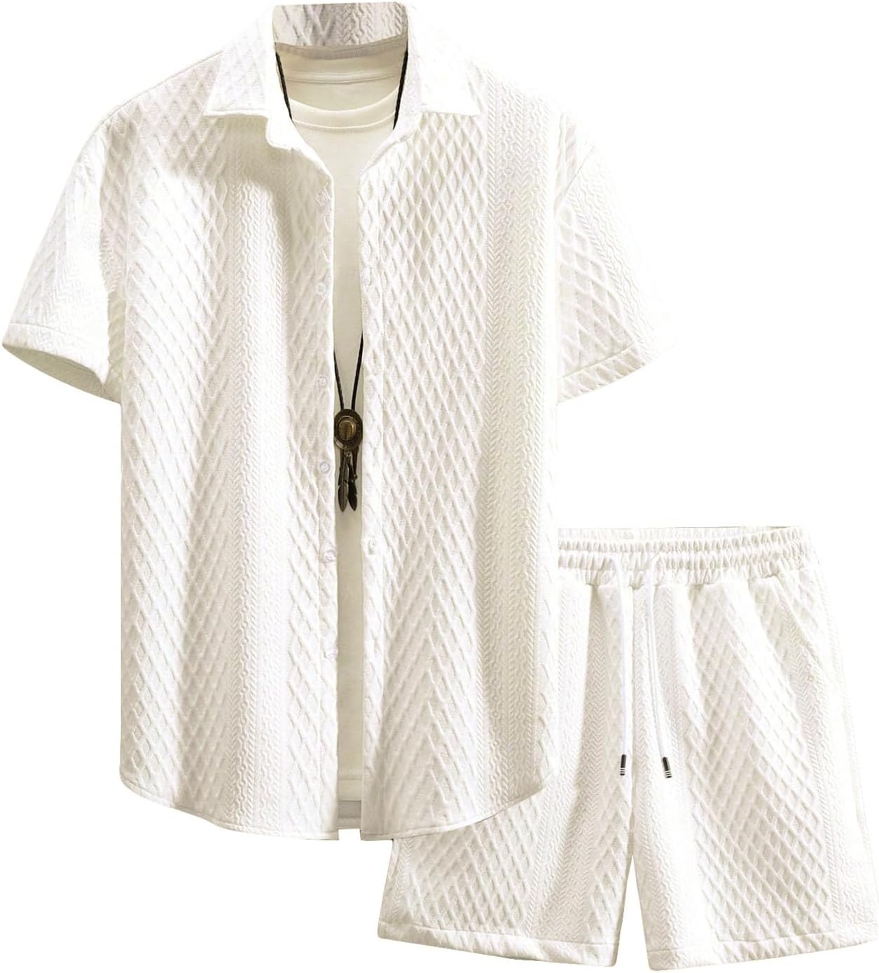 Men's Textured Waffle 2-Piece Summer Outfit Set