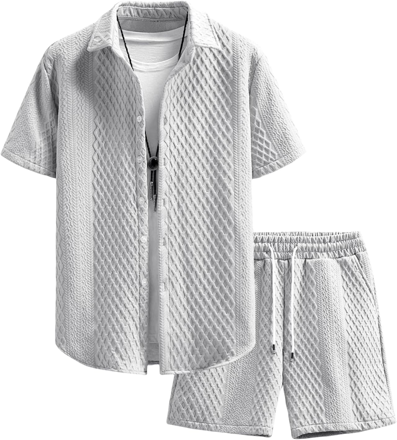 Men's Textured Waffle 2-Piece Summer Outfit Set
