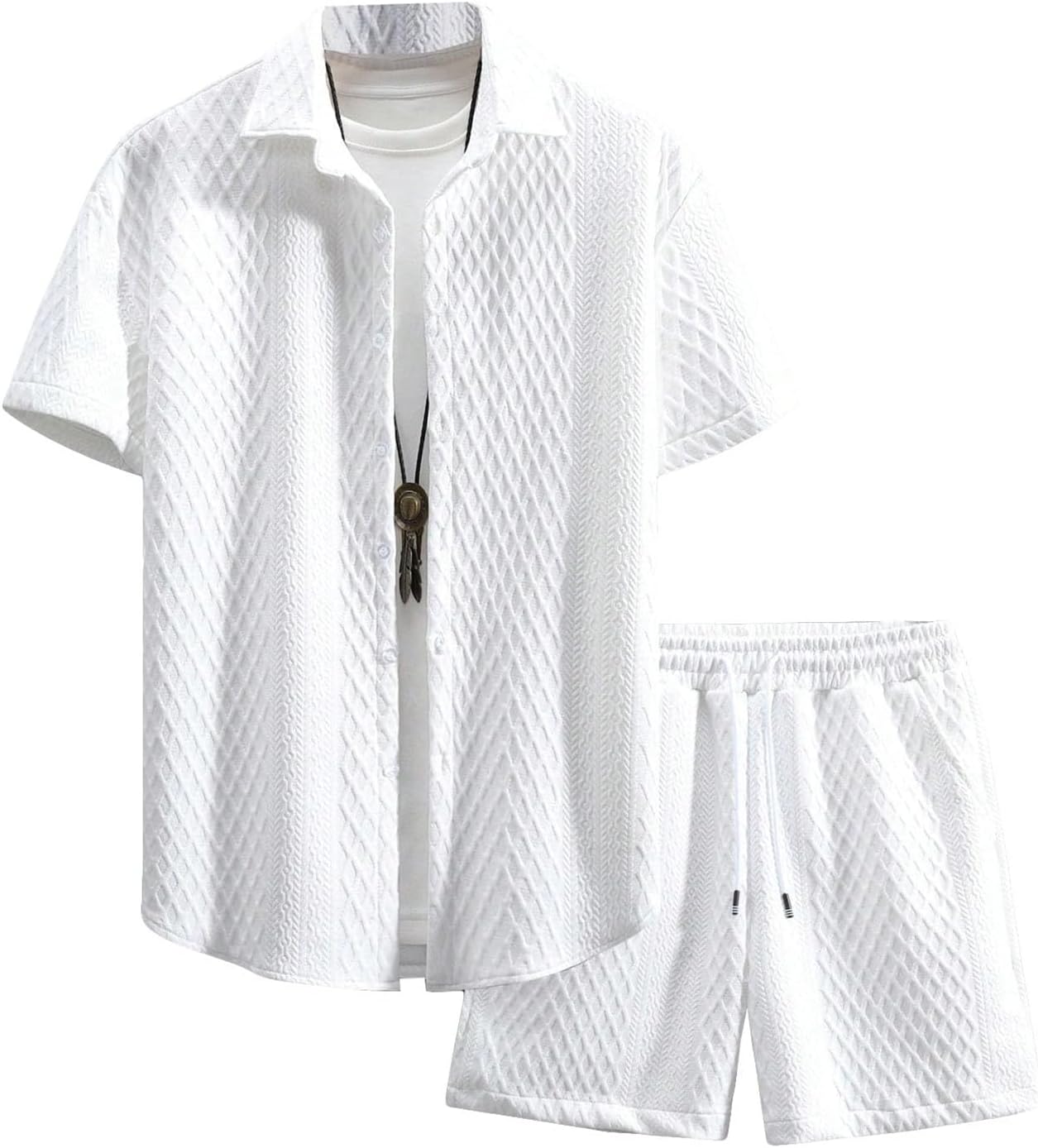 Men's Textured Waffle 2-Piece Summer Outfit Set