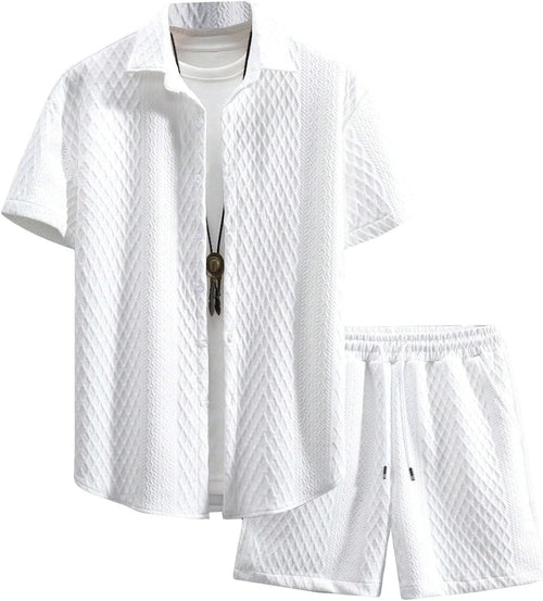 Men's Textured Waffle 2-Piece Summer Outfit Set