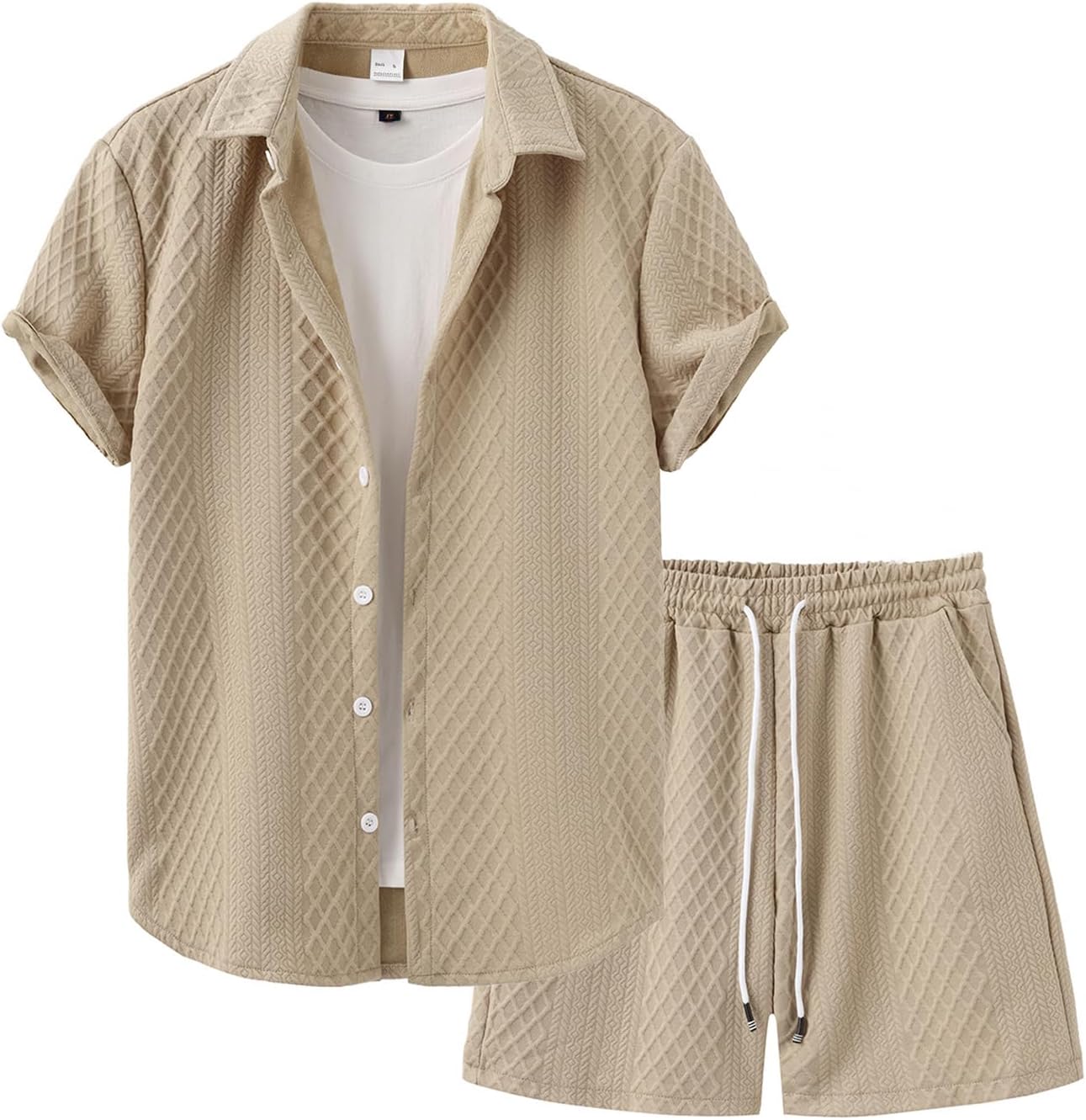 Men's Textured Waffle 2-Piece Summer Outfit Set