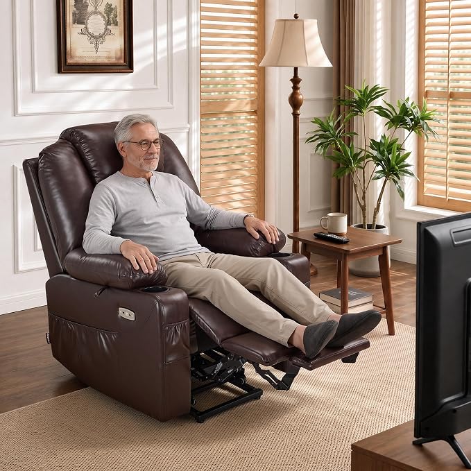 Power Lift Recliner Chair with Heat, Massage, USB-C Charging & Cup Holders