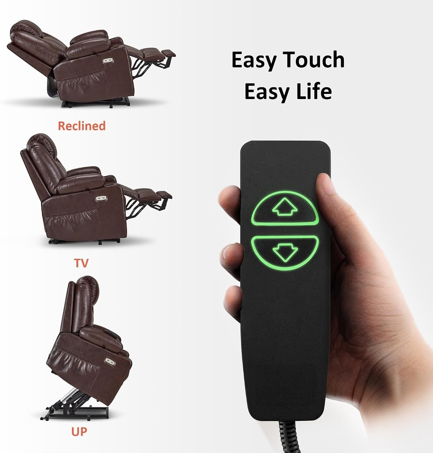 Power Lift Recliner Chair with Heat, Massage, USB-C Charging & Cup Holders